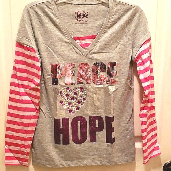 Justice Other - 🌴 NWOT Peace, Love, Hope Long Sleeved Top